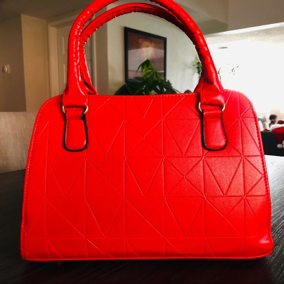 Red Leather Shoulder Handbag, Fashion Purse - Picture 4 of 8